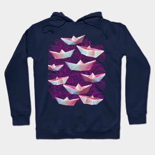 Pink Waves and Paper Boats Hoodie